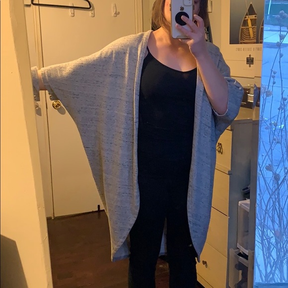 S/M Heather Grey Cotton Scoop Kimono - Picture 2 of 6